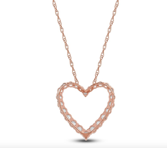 1 Carat Lab-Created Diamond Graduated Open-Heart Necklace in 14K Rose Gold – 18" Chain - Image 3